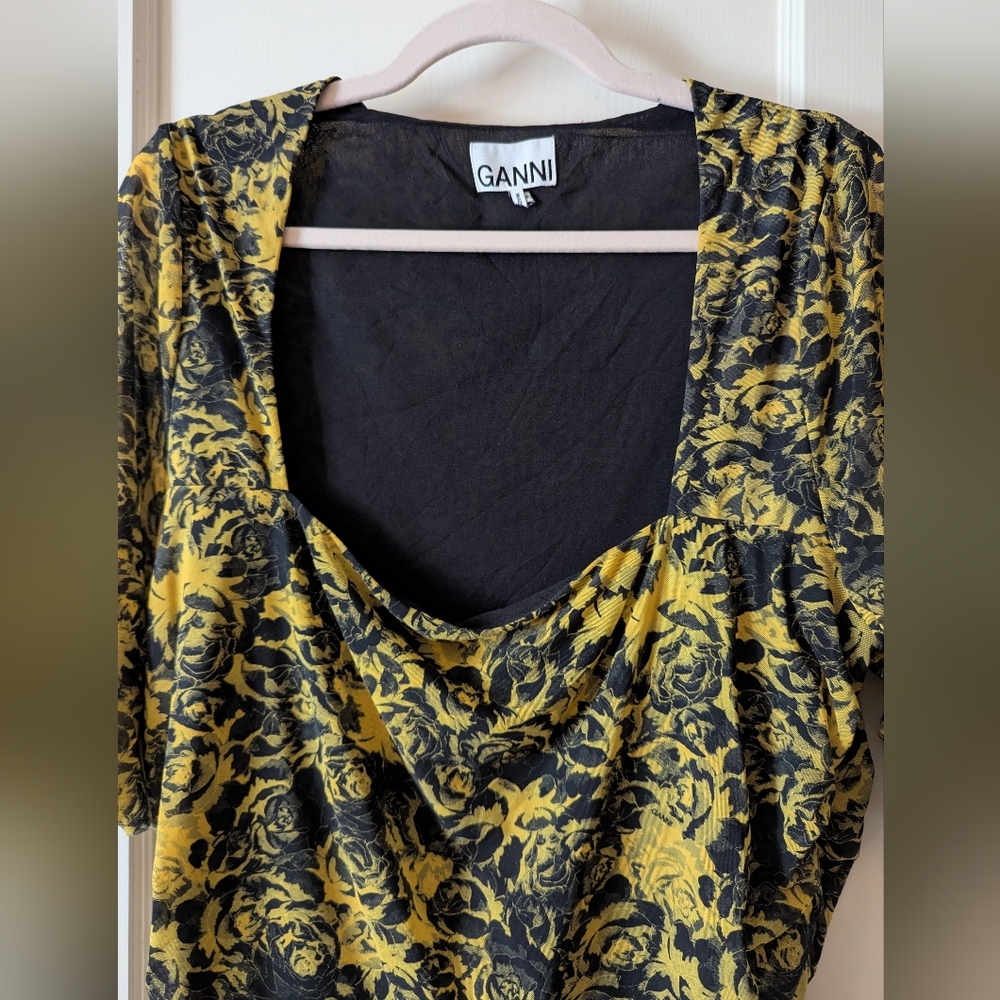 Ganni Ruched Mesh Top - Picture 4 of 5
